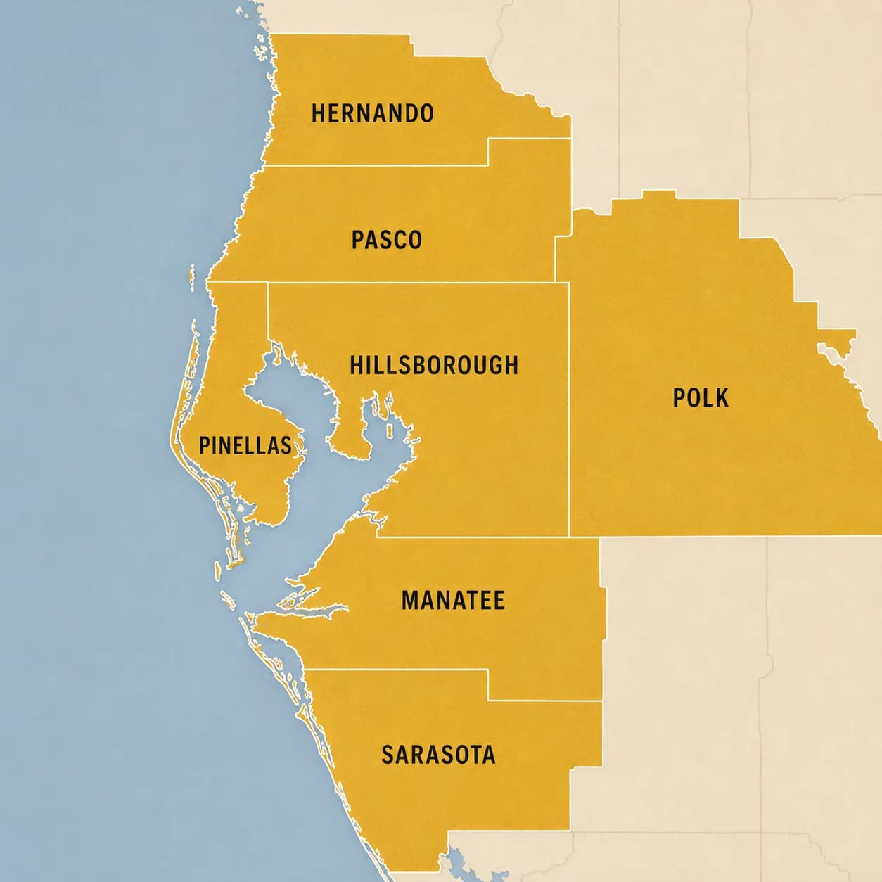 HULK Stucco Co service area — Tampa Bay region